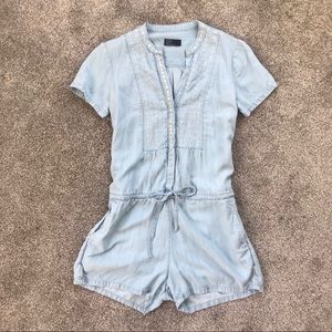 Gap Chambray Embroidered Romper (XS)